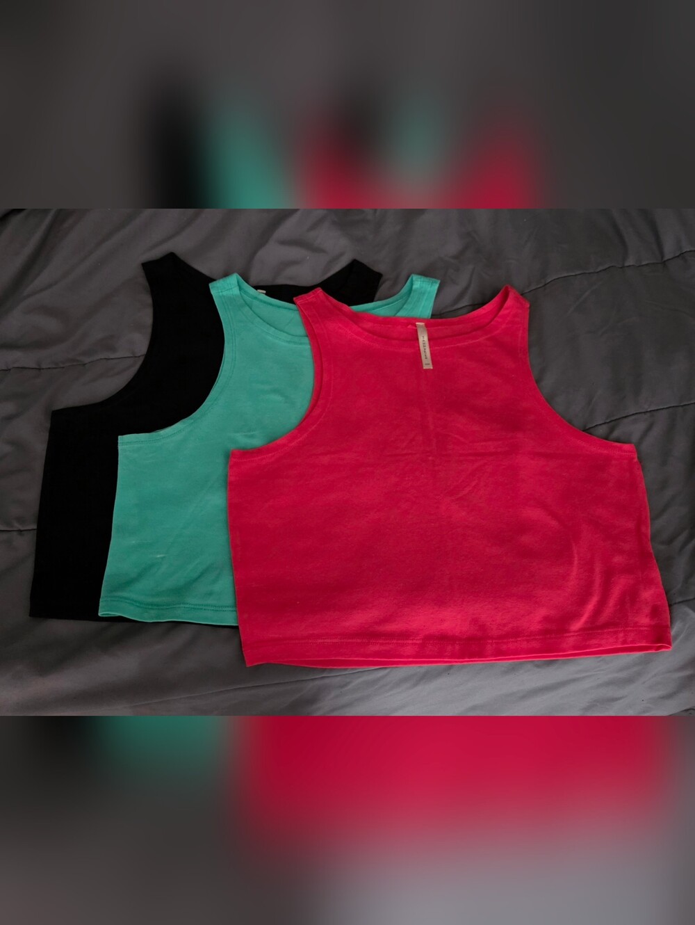 Everyday Cropped Tank Top 3-Pack in Hot Pink, Teal, and Black